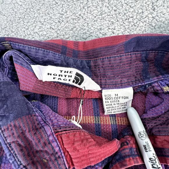 Vintage The North Face Seersucker Checked Short Sleeve Button Down Shirt Size M - Picture 5 of 7